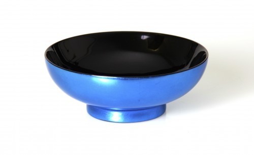LAQ-Interior Snackschale, Müslischale, Soupbowl, Ricebowl, flach - Ø 22 cm Blau auf Blattsilber mit