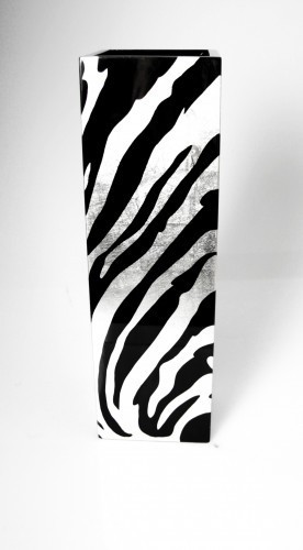 Vase, 40 cm, ECHTES Blattsilber im Zebramuster