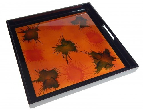 Tablett Hellfire 30 x 30 cm Holz 12-fach Pianolack