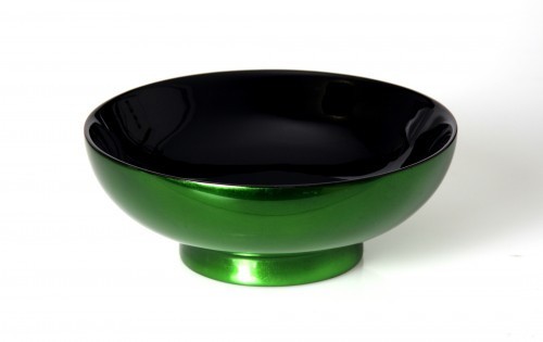LAQ-Interior Snackschale, Müslischale, Soupbowl, Ricebowl, flach - Ø 22 cm Grün auf Blattsilber mit
